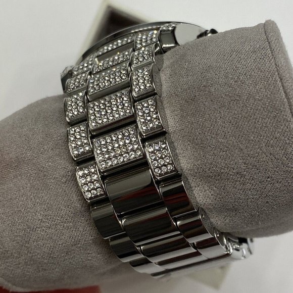 Michael Kors Camille Silver-Tone Stainless Steel Pave Bracelet Watch 42 - Picture 6 of 9